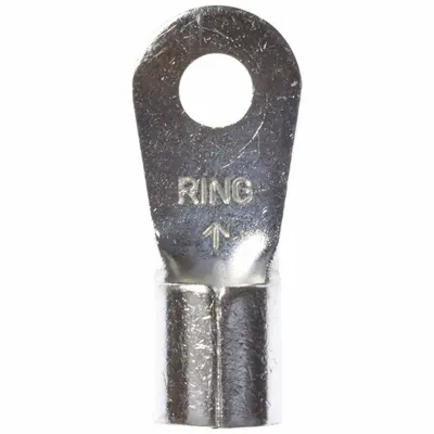 3M Ring Terminal: Bare, #10 Stud Size, 6 AWG to 6 AWG Wire Sizes, 1,000 V - Non-Insulated Ring Terminals