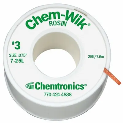 CHEMTRONICS Rosin Flux Desoldering Braid 7-25L - Rosin Flux Desoldering Braids