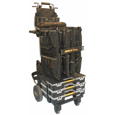 MOBILE SHOP Tool Utility Cart: Black / Black Drawer, 22 in Wd, 26 in Dp, 39 in Ht, No Lid - Heavy-Duty Modular Tool Utility Carts
