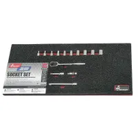 ABILITY ONE Socket Wrench Set: 1/4 in Drive, 14 Piece, 12-Point, SAE, 3/16 in to 9/16 in (MPN 5120-01-631-1432)