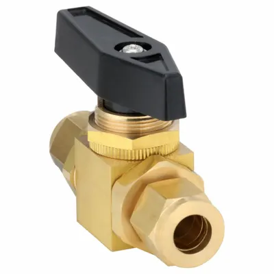 OEM Panel-Mount Brass Ball Valve, 3/8 in, Compression x Compression, Wedge Handle - Panel-Mount Brass Ball Valves
