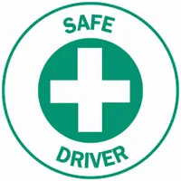 Hard Hat Label: Safe Driver, 2 in Dia, English, Non-Reflective, 4 Labels, Circle, Std, Vinyl, 4 PK (MPN 49557)
