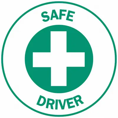 BRADY Hard Hat Label: Safe Driver, 2 in Dia, English, Non-Reflective, 4 Labels - Safety