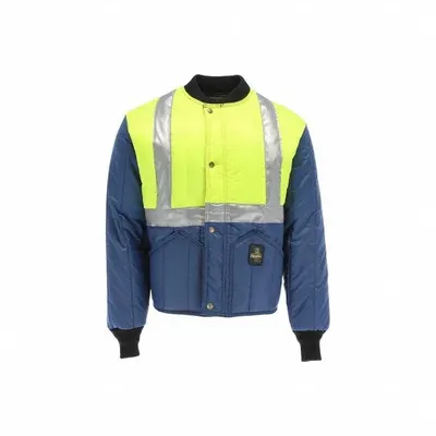 REFRIGIWEAR Jacket: Jacket, Men's, 5XL, Lime/Navy, Regular, Insulated for Cold Conditions - Men's Jackets & Coats