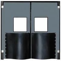 Swinging Door: Polyethylene, 2 Doors, Gray, 8 ft Door Wd, 8 ft Door Ht, Window Included, 1 PR (MPN 9696XDMGR)