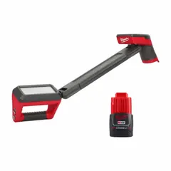 This underbody light delivers up to 1,200 lumens with three selectable modes. With a maximum height of 6 1/4 inches, it is suited for illuminating low-clearance areas such as under vehicles or machinery during maintenance and inspection tasks. The kit includes one M12 battery (48-11-2420) but no charger.