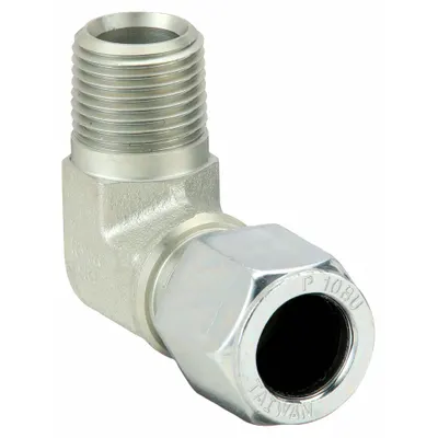 PARKER Compression Fitting Elbow: 1 in OD x 1 in Pipe Size, 1-11 1/2 Thread Size - Flareless Bite-Type Steel Compression Fittings