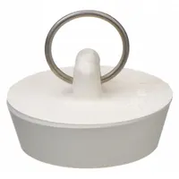 APPROVED VENDOR Drain Stopper: 1 1/2 in Overall Dia, Rubber, White, Push and Pull, 5 PK
