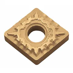 This diamond indexable turning insert is used for precision turning operations on lathes. It provides a cutting edge for shaping metal workpieces, contributing to consistent surface finish and dimensional accuracy in industrial machining.