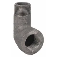 This threaded pipe elbow connects two pipes at a 90-degree angle in high-pressure fluid or gas systems. It features 3/4 in Female NPT x 3/4 in Male NPT connections and is rated for a maximum operating pressure of 2,000 psi at 150° F. Suitable for industrial plumbing, hydraulic lines, and process piping