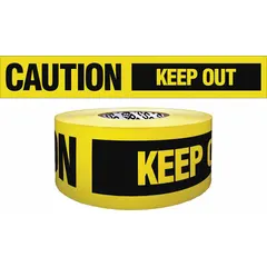 APPROVED VENDOR Caution Keep Out Barrier Tape, 3 in x 200 ft, Polyethylene, Black on Yellow