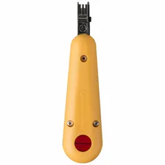 Spring-loaded punchdown tool for terminating cables onto BIX, GigaBIX, and UMOXS blocks. Combines terminate and cut functions in a single action. Includes a plain blade designed for BIX-style terminations.