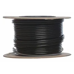 This 14-gauge black lead wire is used in bird control shock track systems to connect the energizer to the shock track. The 50-foot length allows for flexible routing in outdoor installations on ledges, roofs, and signs.
