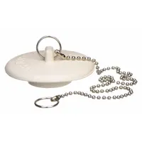 APPROVED VENDOR Drain Stopper: 3 in Overall Dia, Rubber, White, Push and Pull, 2 in Fits Drain Size