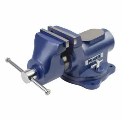 Steel bench vise with clamp-on mounting. Jaw face width 6 in, maximum jaw opening 7 in. Used for clamping workpieces during machining, filing, drilling, and assembly in industrial workshops.
