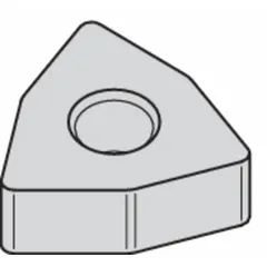 Trigon (W) shaped indexable turning insert for metal-cutting operations such as turning, facing, and profiling. Used in machining centers and lathes for general-purpose material removal in industrial manufacturing.