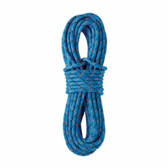This 7/16 in diameter static kernmantle rope is constructed of nylon and rated for a working load limit of 805 lb. It is designed for utility applications requiring controlled stretch, such as industrial rigging, rescue systems, and fall protection.