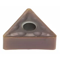 Triangle (T) indexable turning insert with negative rake and molded chipbreaker for effective chip control. Designed for general turning, facing, and profiling operations on metal workpieces in CNC and manual lathes. Available in designations TNMG333EMU and TNMG160412NMU.