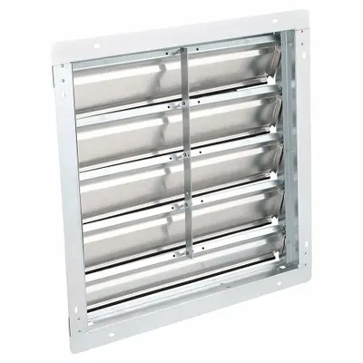 Dayton 23"H-W 5.75"L Alu Wall Backdraft Dampr: For 20 in Fan, Single Panel, 23 in H - Wall-Mount Backdraft Dampers