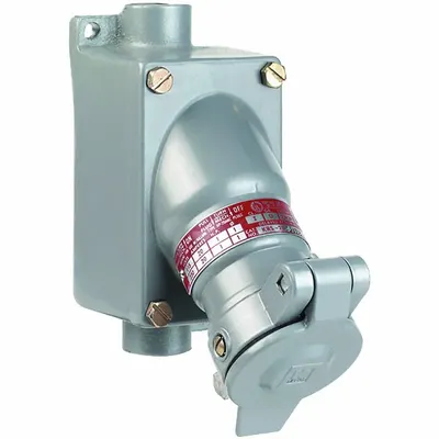 HUBBELL Pin and Sleeve Receptacle: Gray, 115/230V AC, Single Phase, 20 A, 3 Pole - Hazardous Location Receptacles