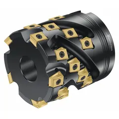 Indexable face mill for high-precision face milling on flat surfaces. Suitable for machining steel, cast iron, and non-ferrous materials in industrial applications requiring fine surface finishes and tight tolerances.