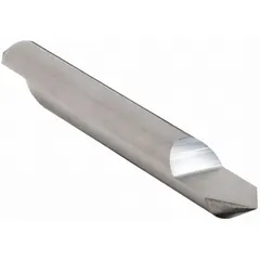 This double-end carbide engraving tool features a 60° tip angle and 0.008" tip diameter for producing fine, precise lines. Both ends are pointed to extend tool life. Commonly used for marking, numbering, and detail engraving on metals, plastics, and hardened materials in industrial part identification and nameplate applications.
