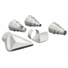 Heat gun nozzle accessory kit for shrink and sealer applications. Overall dimensions: 10 in height, 6 in width. Designed to focus heat for tasks such as shrinking tubing or sealing packaging.