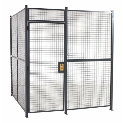 RAPIDWIRE Welded Partition Cage: 10 ft W x 10 ft D 8 ft H, Gray, 3 Sides - WireCrafters Welded-Wire