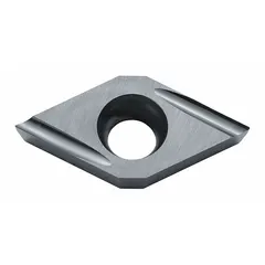 This diamond indexable turning insert is designed for precision machining of non-ferrous materials such as aluminum, copper, and plastics. It is suitable for turning, facing, and profiling operations requiring high surface finish and extended tool life.