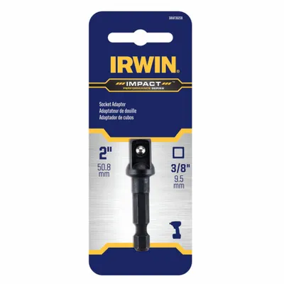 IRWIN Power Bit: 3/8 in Output Drive Size, Square, 2 in Overall Lg - 1/4" Male Hex Drive Power Socket Adapters