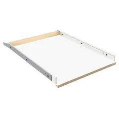 This steel shelf is designed for use with CRESCENT JOBOX cabinet benches. It provides a flat storage surface for tools, parts, and other workshop items. The shelf is finished in white and measures 15 5/16 inches wide by 22 13/16 inches deep.