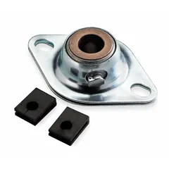 This stamped steel flange-mount plain bearing features a 1/2 in bore and a bronze bearing surface. With an overall height of 1-1/8 in and overall length of 4-3/8 in, it is suited for light-duty shaft support in applications such as conveyors, packaging machinery, and agricultural equipment where low-speed, intermittent operation is acceptable.