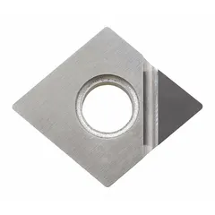 Diamond indexable turning insert for precision machining of non-ferrous materials, composites, and abrasive alloys. Used in turning, facing, and profiling operations to achieve fine surface finishes.