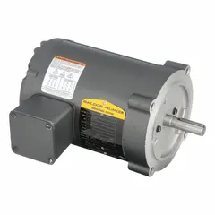Totally enclosed non-ventilated (TENV) C-face AC motor rated 1/3 hp, 230V AC, 3-phase, 60 Hz. Nameplate speed 1,765 RPM, full load current 0.70/1.4/1.6 A. Suitable for applications such as pumps, conveyors, and fans in clean, dry environments.