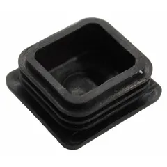 Plastic end stop designed for C-track festoon systems. Prevents trolleys from running off the end of the track. Compatible with I-beam size C32 x 30 x 1.5 and manufacturer part number C32DM. Used in material handling applications to ensure safe operation of festoon systems.