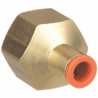 SMC Push-Fit Adapter Fitting: 5/16 in OD x 3/8 in Pipe Size, Push-to-Connect x FNPT, Brass, Brass (MPN KQ2F09-36A)