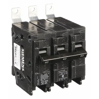 SIEMENS Miniature Circuit Breaker: 40 A Amps, 240V AC, 3 Poles - B Series, Bolt-On Siemens Miniature Circuit Breakers