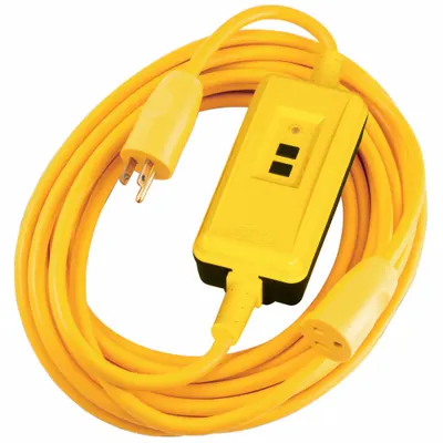 HUBBELL WIRING DEVICE-KELLEMS GFCI: Manual Reset, 25 ft Lg, 14/3, 5-15P Plug - Inline GFCI Cords