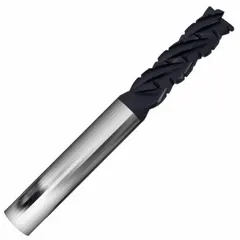 This carbide corner-radius end mill is designed for fast cutting of stainless steel and super alloys. It features an AlCrN coating and 4-flute geometry to reduce heat and wear. With a 3/8" mill diameter and 1/2" length of cut, it is suitable for high-feed roughing and finishing in demanding machining applications.