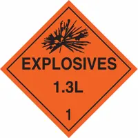 BRADY DOT Container Placard: Explosives 1.3 L 1, 10 3/4 in x 10 3/4 in, 10 3/4 in Label Ht, Placard (MPN 63360)