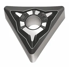 Triangle (T) indexable turning insert for general turning, facing, and profiling operations. Features MS3 chipbreaker geometry for effective chip control at medium cutting depths and feeds. Suitable for machining steel and cast iron workpieces.