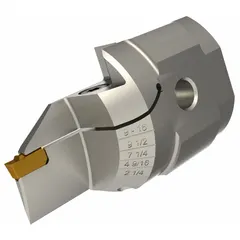 Indexable parting and cut-off blade for turning and lathe operations. Used to separate finished parts from bar stock or create narrow grooves in metalworking. Manufacturer part number 6740388.