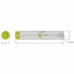 Indexable boring bar for internal machining operations such as enlarging, contouring, and finishing bores. Features a 40 mm shank diameter and 600 mm length. Uses indexable carbide inserts for efficient cutting. Suitable for general metalworking applications requiring precision bore sizing.
