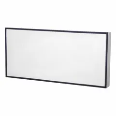 HEPA fume hood filter, type 1. Overall dimensions: 29 in depth, 12 in height, 65 in width. Used in laboratory fume hoods and ventilation enclosures to capture airborne particulates.