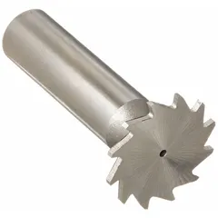 This high-speed steel keyseat milling cutter features a straight tooth design with a 1/2" diameter, 1/64" thickness, and 10 teeth. It is used for cutting precise keyways and slots in shafts and hubs for power transmission applications in general machining operations.