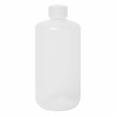 Polypropylene Narrow Mouth Round Lab Bottle, 500 mL, Colorless, with Closure