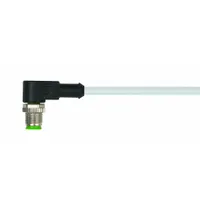 Cordset: M12 Male Right Angle X Bare Wire, 4 Pins, Gray, PVC, 3 m Cable Lg, 4 A Max Current (A) (MPN 7000-12101-2140300)