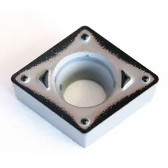 This diamond indexable turning insert is designed for precision machining of non-ferrous materials, plastics, and composites. It is suitable for turning, boring, and profiling operations where fine surface finishes are required.