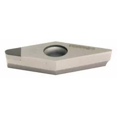 Diamond indexable turning insert for precision machining of non-ferrous materials. Used in turning, facing, and profiling operations to achieve fine surface finishes. Suitable for applications in general manufacturing.