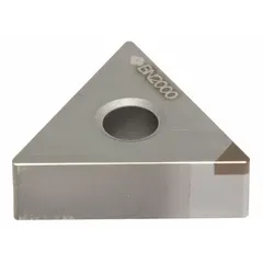 Triangle-shaped indexable turning insert for turning operations on lathes. Suitable for general machining, finishing, and light roughing applications requiring a sharp cutting edge for metal removal.
